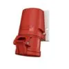 27004, TOMACORRIENTE INDUSTRIAL VISIBLE 16A 3P+N+T 415V, COLOR ROJO 6H, IP44, LIBRE DE HALOGENO