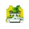 281-107, BORNERA DE PASO 4MM2, SECCION(0.08-4)MM2/(28-12)AWG CONEX. CAGE CLAMP, VERDE/AMARILLO