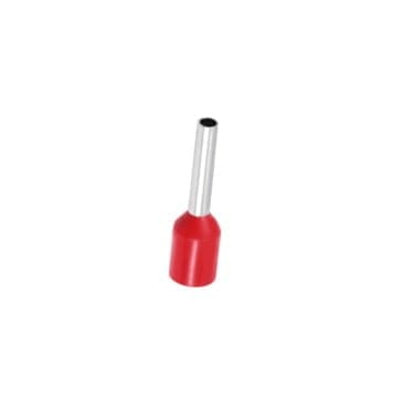 61801660, TERMINAL SOBREMOLDEADO AISLADO AHI DIN K 1/6 PARA SECCIONES 1MM2(18AWG) ROJO, UL, LIBRE DE HALÓGENOS (100UND)