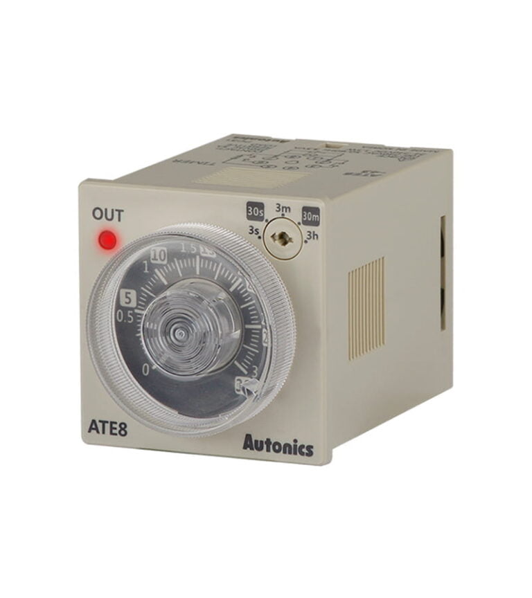ATE8-43, ATE-3-30S/M/H – TEMPORIZADOR ANALOGICO 48X48MM ON DELAY 0-3S/0-30S/0-3M/0-30M/0-3H, 8 PINES,100-240VAC