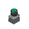 E2 AC-DXBC0401, PULSADOR PLASTICO LUMINOSO RASANTE VERDE, 1NA+1NC, DIAM. 22MM, LED 12-30VAC/DC