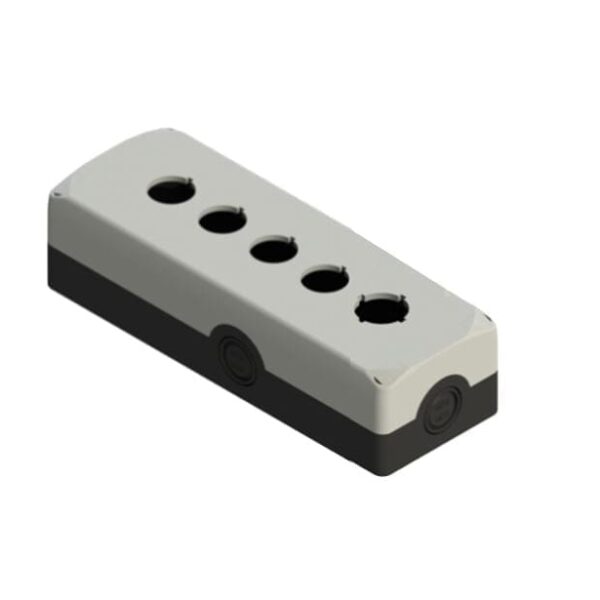 ES 36012, CAJA NEGRA TAPA GRIS, 5 ORIFICIOS EQUIDISTANTES, DIAM. 22MM