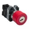 LMB-BX4, PULSADOR METALICO DE EMERGENCIA ROJO TIPO HONGO, CABEZAL 30MM, DIAM. 22MM, 1NC, C/ RETENCION-LLAVE