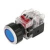 MRX-AM1A0A, PULSADOR PLASTICO RASANTE AZUL LUMINOSO, LED 100-240VAC, 1NA+1NC, DIAM. 30MM