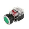 MRX-AM1A0G, PULSADOR PLASTICO RASANTE VERDE LUMINOSO, LED 100-240VAC, 1NA+1NC, DIAM. 30MM