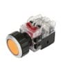 MRX-AM1A0Y, PULSADOR PLASTICO RASANTE AMARILLO LUMINOSO, LED 100-240VAC, 1NA+1NC, DIAM. 30MM