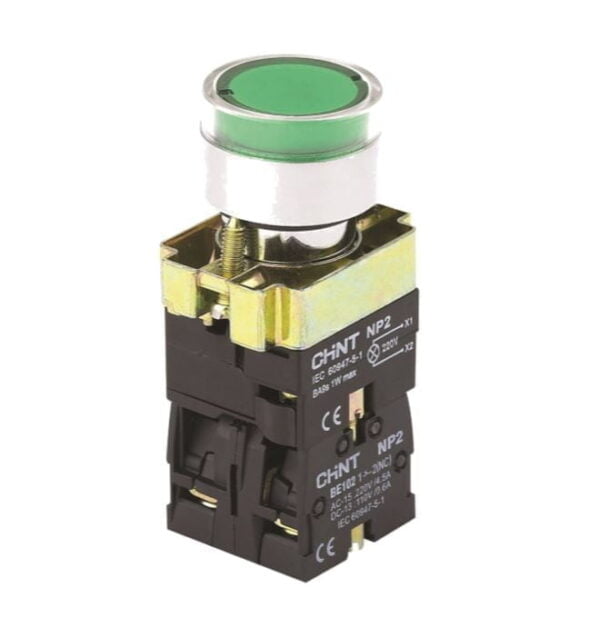 NP2 BW3361 220V LED. PULSADOR METALICO RASANTE LUMINOSO VERDE-malvinas.pe