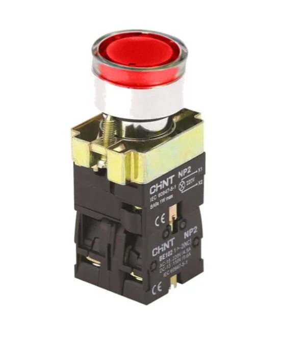 NP2 BW3461 220V LED. PULSADOR METALICO RASANTE LUMINOSO ROJO-malvinas.pe