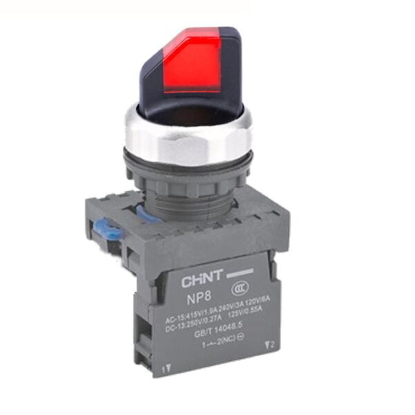 NP8-10XD/214 (110-220VAC), SELECTOR LUMINOSO PLASTICO, 0-1, 2 POSICIONES FIJAS, 1NA, C/ LED ROJO 110-220VAC