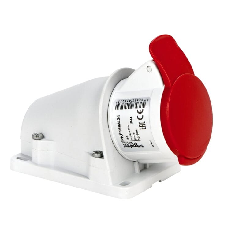 PKF16W434, TOMACORRIENTE INDUSTRIAL ADOSABLE 16A 3P+T 415VAC, COLOR ROJO, IP44