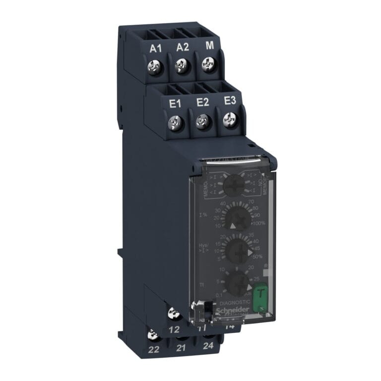 RM22JA31MR, RELE DE CONTROL DE CORRIENTE 4MA-1A, TIEMPO 0.1-30S, SAL: 2NA/NC 5A, 24-240VAC/VDC, IP50