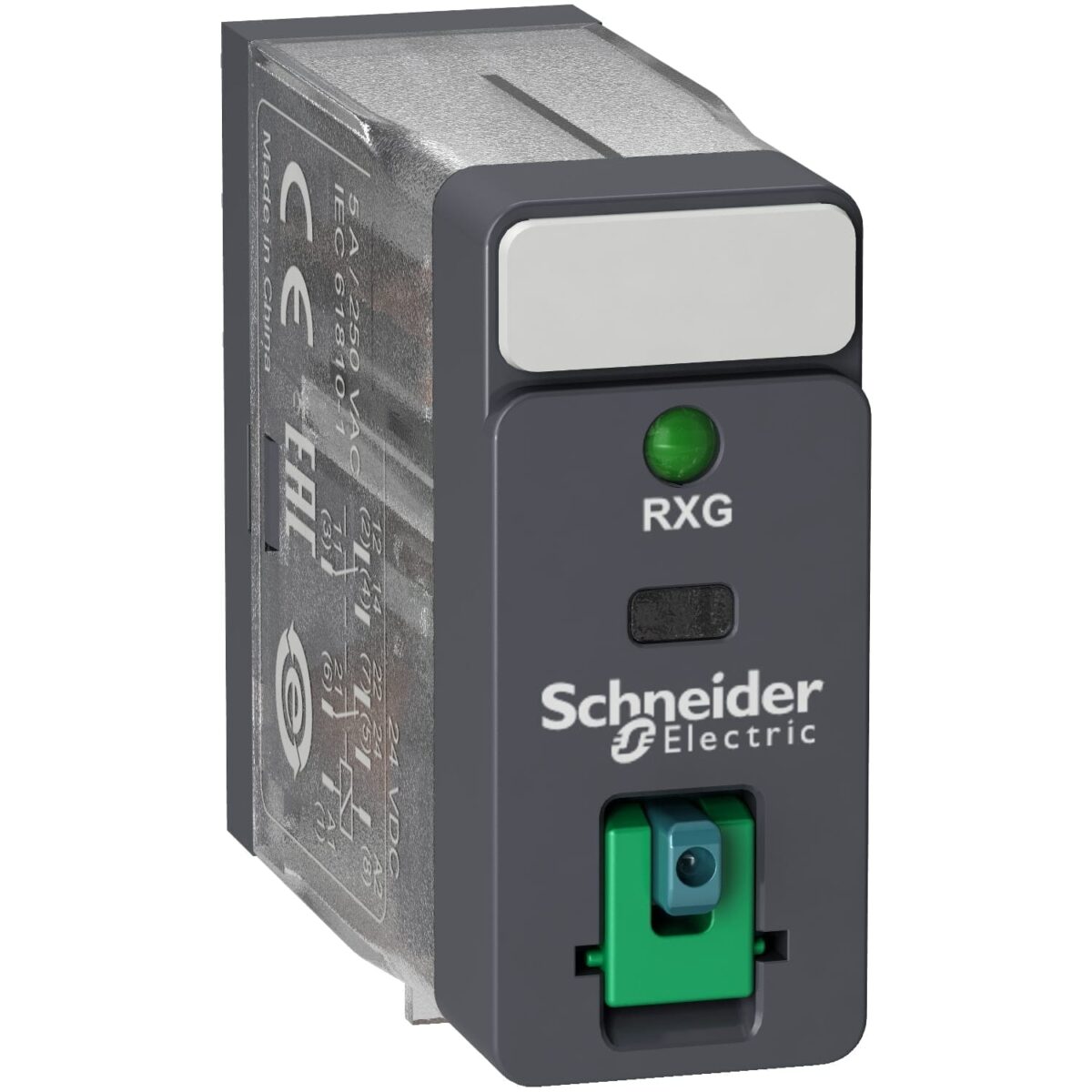 RXG22BD, RELE ENCHUFABLE ZELIO 8 PINES, 2NC/NA 5A BOB. 24VDC, C/ BOTON TEST, LED