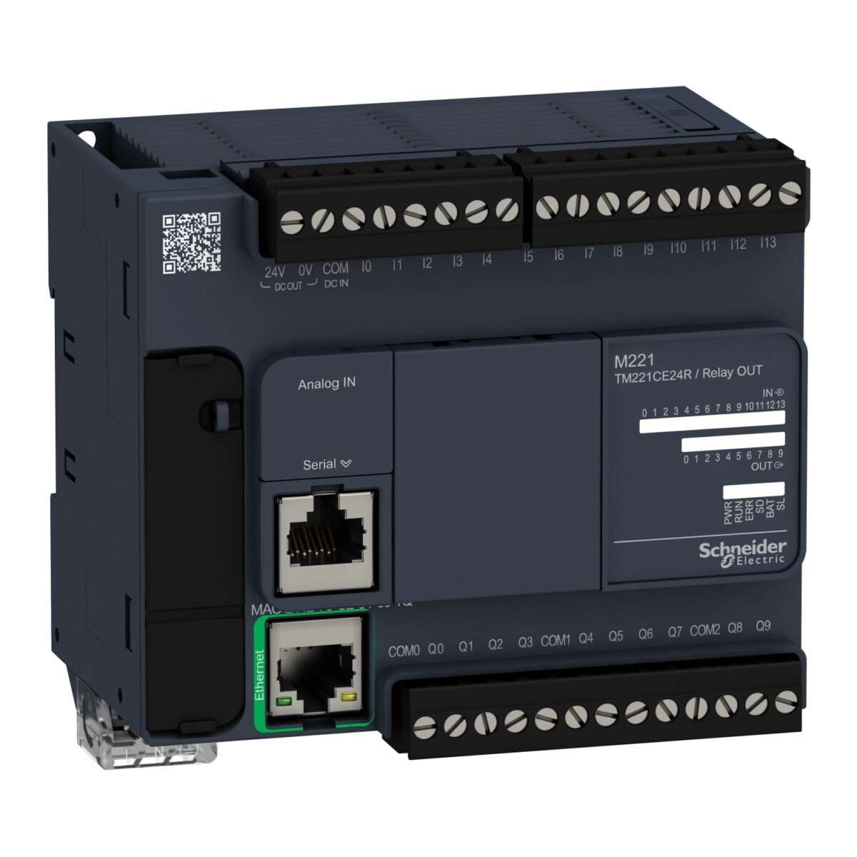 TM221CE24R, PLC MODICON M221, 14DI(PNP/NPN), 10DO(RELE), 2AI(0-10VDC), ETHERNET + SERIAL, 110-240VAC