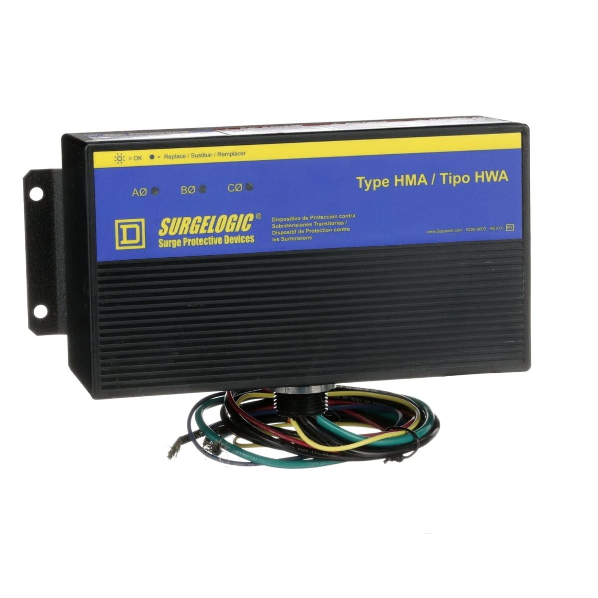 TVS5HWA10X, SUPRESOR DE SOBRETENSION TRANSITORIA HWA SPD, 3 FASES, 3 HILOS + TIERRA, DELTA, 100KA, 480VAC, NEMA 4X