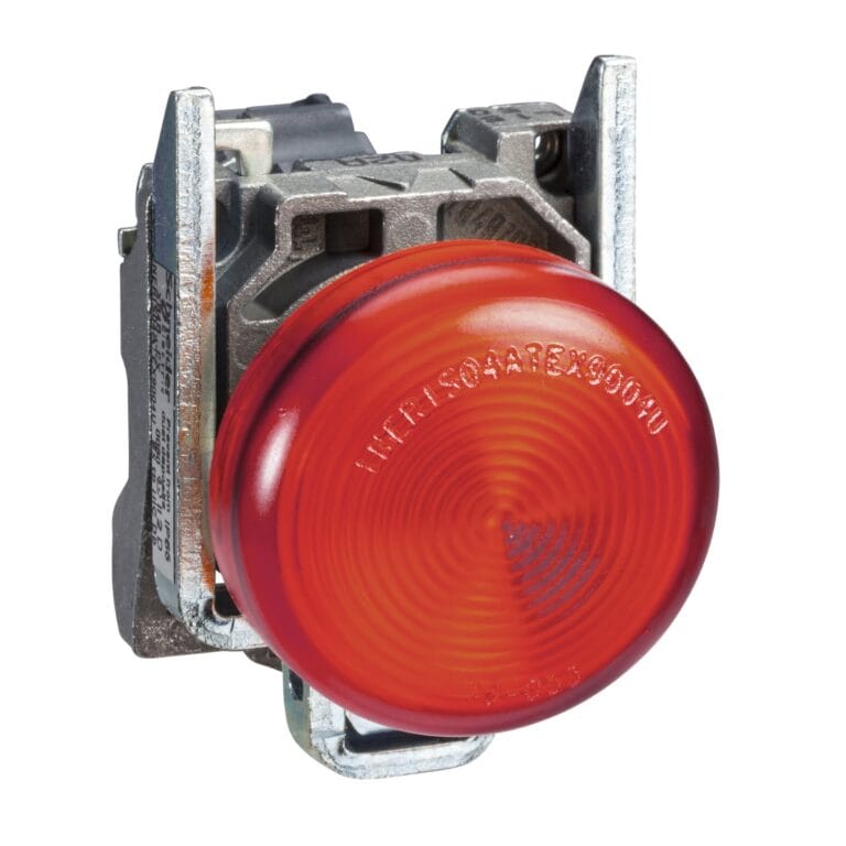 XB4BV64, PILOTO ROJO LUMINOSO BULBO INCANDESCENTE 2.4W, 250VAC, DIAM. 22MM, MAT. METALICO