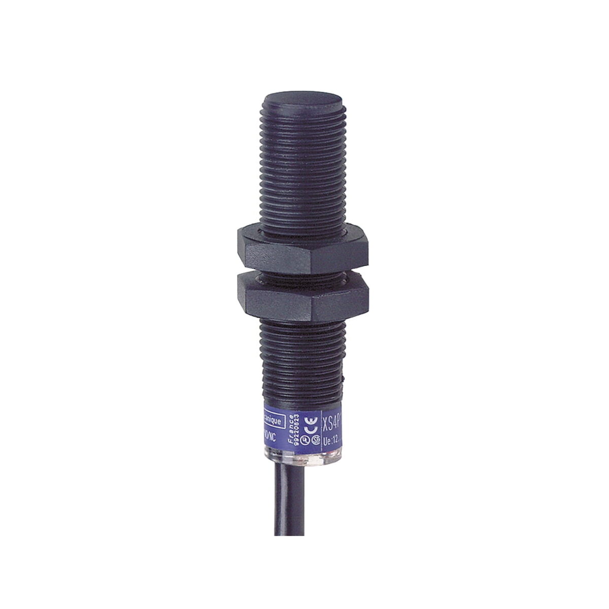 XS4P12PA370, SENSOR INDUCTIVO RASANTE PLASTICO M12, ALC. 4MM, PNP NA, 3 HILOS, 12-48VDC, CABLE 2MT, IP68
