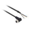 XZCP1241L2, CABLE P/ SENSOR, PUR NEGRO 2MT C/ CONECTOR ACODADO HEMBRA M12, 4 PINES