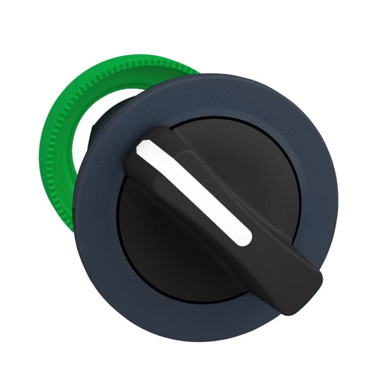 ZB5FD4, CABEZAL NEGRO DE SELECTOR MANETA CORTA, 0-1, 2 POSICIONES C/ RETORNO IZQUIERDA, DIAM. 30MM