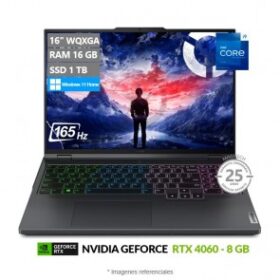 Laptop Lenovo Legion Pro 5i 16” gaming 16IRX9, Intel Core i9-14900HX Hasta 5.8 GHz, RAM 16GB, SSD 1TB, Video 8GB NVIDIA GeForce RTX 4060, LED 16” 2.5K a 165Hz, Windows 11 Home