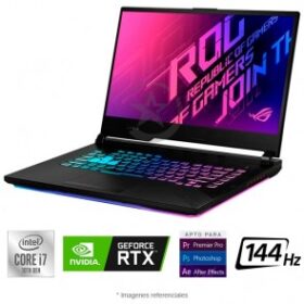 Laptop Asus ROG Strix G15-G512LWS Gaming, Intel Core i7-10850H Hasta 5.1 GHz, RAM 16GB, SSD 512GB, Video 8GB NVIDIA RTX 2070 SUPER, LED 15.6” Full HD a 144Hz, Windows 11 Home