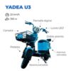 Moto Electrica Yadea U3 Color Celeste