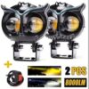 Par Faros Auxiliares Led 80w Altabaja Doble Color Auto Moto