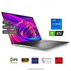 Laptop Dell XPS 17 9710, Intel Core i7-11800H 2.3GHz, RAM 16GB, SSD 512GB, Video 4GB Nvidia RTX 3050, LED 17.3” Full HD +, Windows 11 Home