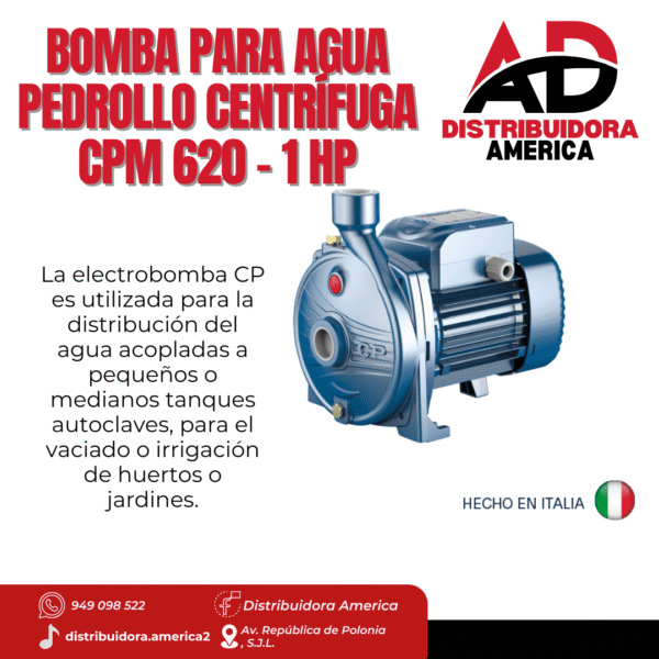 2. BOMBA PARA AGUA PEDROLLO CENTRIFUGA CPm 620 – 1 HP-malvinas.pe