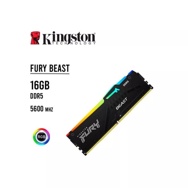 MEMORIA RAM KINGSTON 16GB/5600MHZ DDR5 FURY BEAST ( KF556C40BBA-16 ) NEGRO | LED-RGB