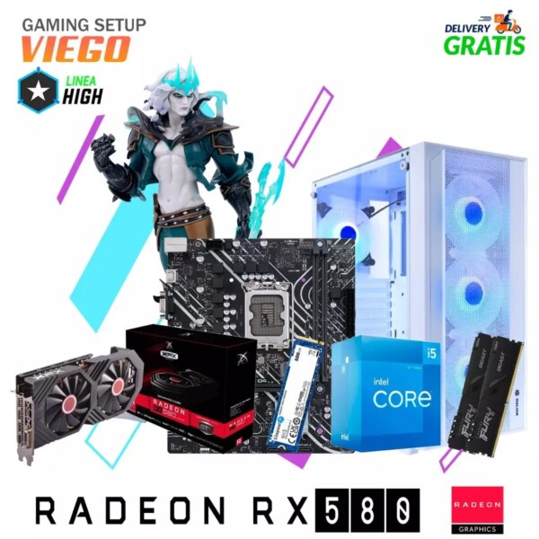 PC GAMER VIEGO INTEL I5-12400F 16GB 500GB T. VIDEO RX580 8GB