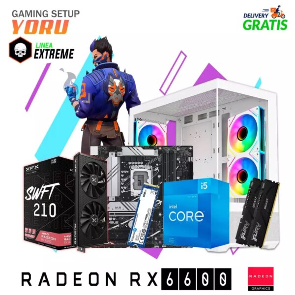 PC GAMER YORU INTEL I5 12400F 16GB 500GB SSD T. VIDEO RX 6600 8GB