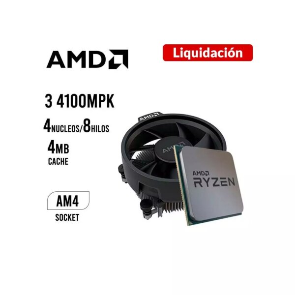 PROCESADOR AMD RYZEN 3 4100MPK MULTIPACK 3.8GHZ 100-100000510MPK OEM
