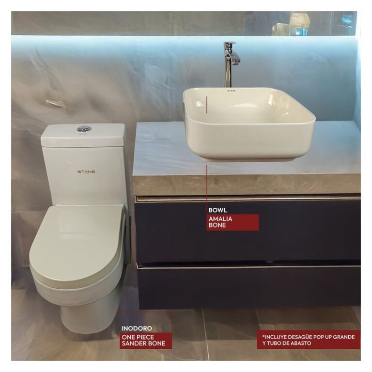 COMBO INODORO ONE PIECE MINIMALISTA SANDER BONE BOWL AMALIA BONE