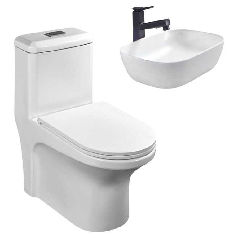 One Piece Roma Blanco Mate + Lavamanos de Cerámica Ovalado Mate Blanco