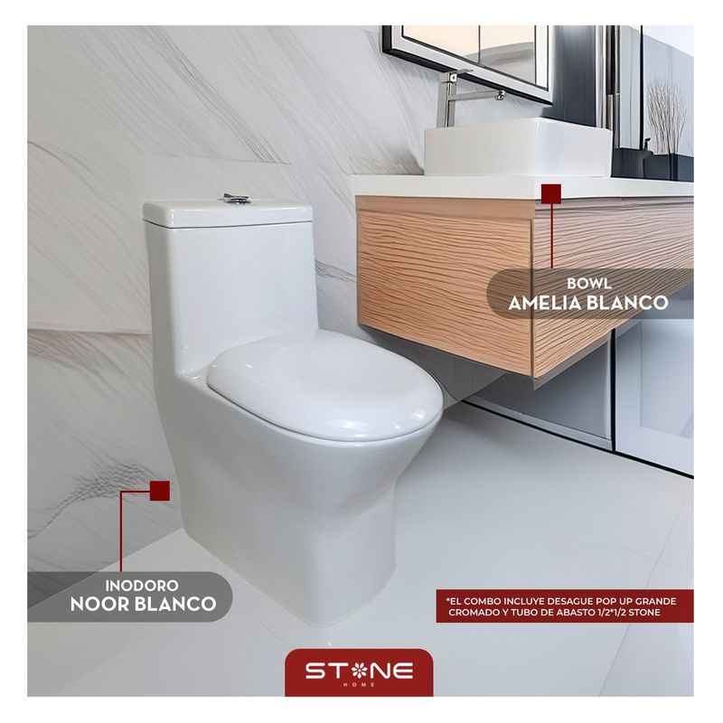 COMBO INODORO ONE PIECE NOOR BLANCO BOWL AMELIA BLANCO COMBO INODORO ONE PIECE NOOR BLANCO BOWL AMELIA BLANCO