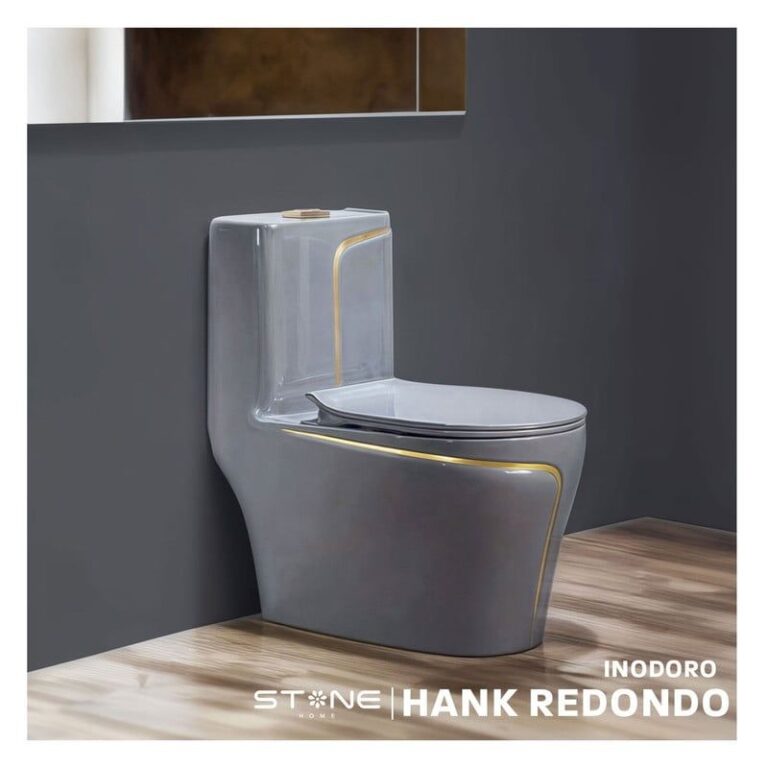 INODORO MINIMALISTA HANK REDONDO GRIS / DORADO