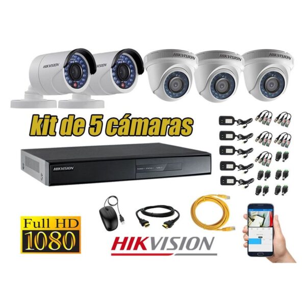 Kit 5 Cámaras de Seguridad Full HD 1080p P2P Vigilancia + Kit de Herramientas