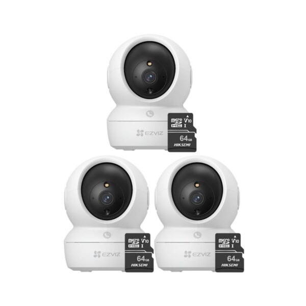 Kit de 3 cámaras seguridad full hd para interiores H6C-Pro-2MP + 64SD