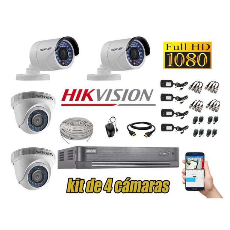 CÁMARAS SEGURIDAD KIT 4 FULL HD 1080P + CABLE HDMI