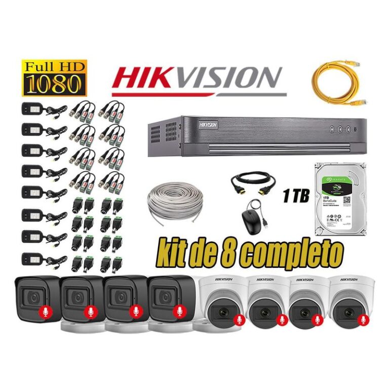 Kit 8 Cámaras Seguridad Audio Incorporado Full HD 1080P Lite
