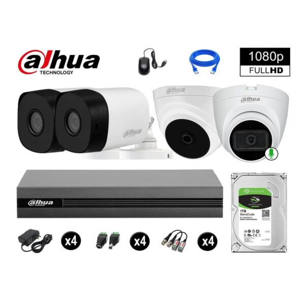 CÁMARAS SEGURIDAD KIT 4 FULL HD 1TB 1 CÁMARA CON AUDIO