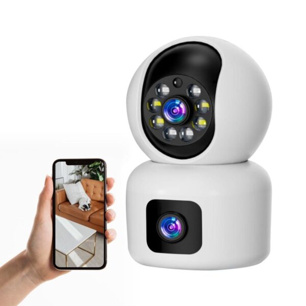 Cámara de seguridad doble lente FULL HD interior Vigilancia 360°