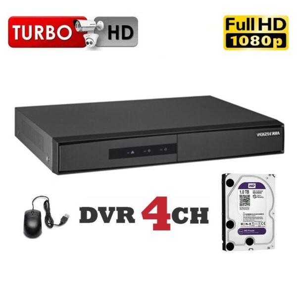 Grabador DVR 4CH Soporta 1 HDD 720P, 1080p Lite con AUDIO + 1TB WD