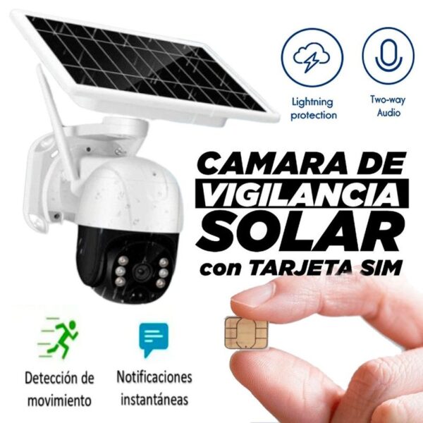 Camara de Seguridad Vigilancia Solar Para Exteriores con Tarjeta Sim CHIP 4G