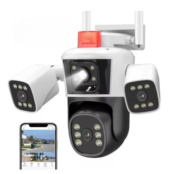 Camara Seguridad Ip Wifi PTZ Triple Lente Exterior Alarma