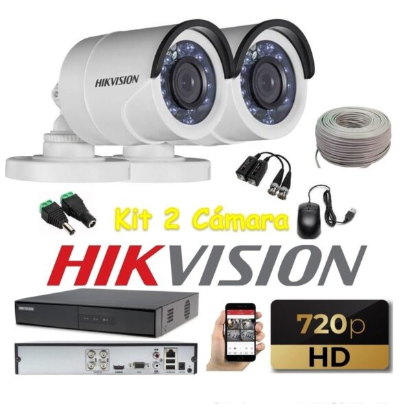Kit 2 Cámaras Seguridad Tubo Exterior HD + Cable