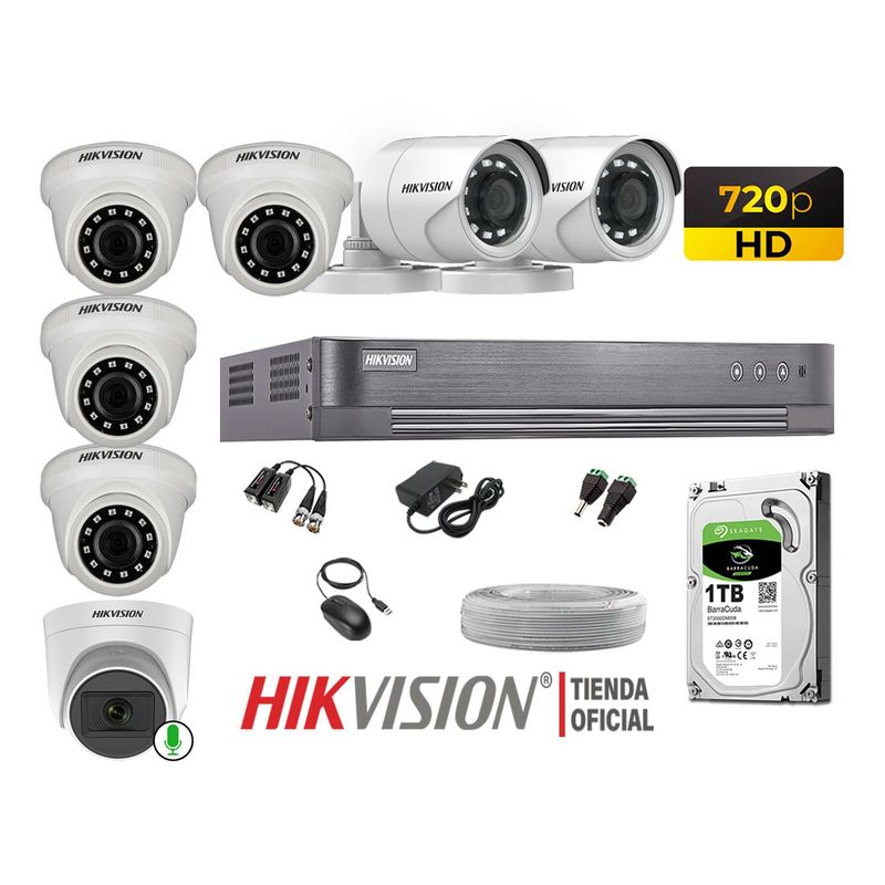 Kit 7 Cámaras Seguridad Hd 720P 1 Cámara Micrófono Disco 1TB Kit 7 Cámaras Seguridad Hd 720P 1 Cámara Micrófono Disco 1TB