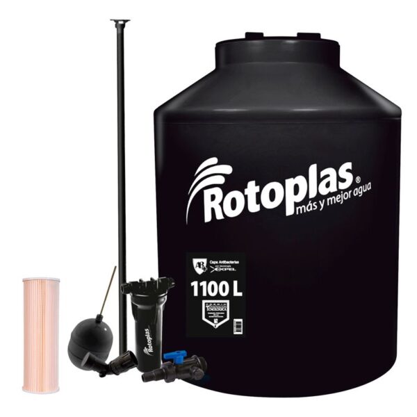 Tanque de Agua 1100L Negro + Accesorios + Repuesto de Cartucho Filtro Tanque