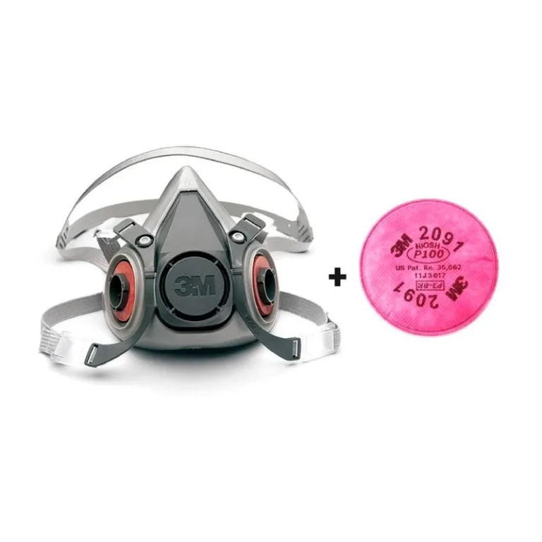 Kit Respirador 3M 6100 + Filtro 2091 para Partículas P100