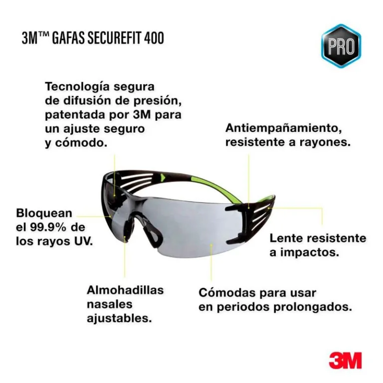 Lentes de seguridad 3M Luna clara Secure Fit 400